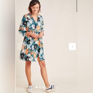 ANTHROPOLOGIE Maeve Juno Printed DARK TURQUOISE Fairycore Fairy Garden NWT